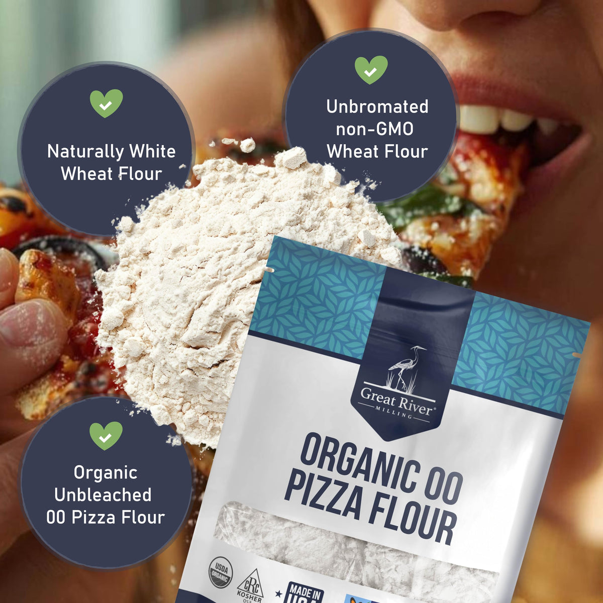 Great River Milling 00 Organic Pizza Flour – Ultra-Fine Neapolitan-Style Dough, 5 lb