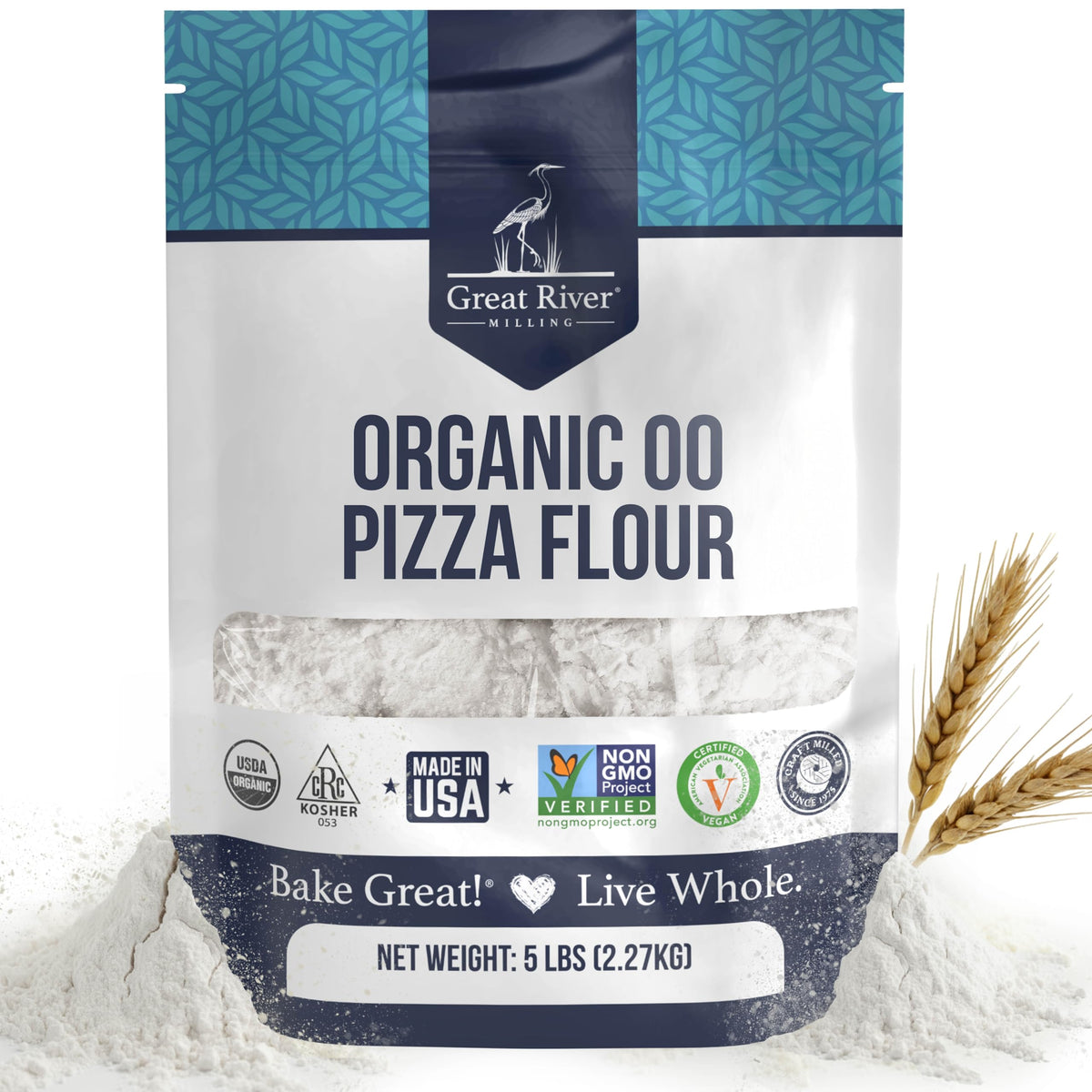 Great River Milling 00 Organic Pizza Flour – Ultra-Fine Neapolitan-Style Dough, 5 lb