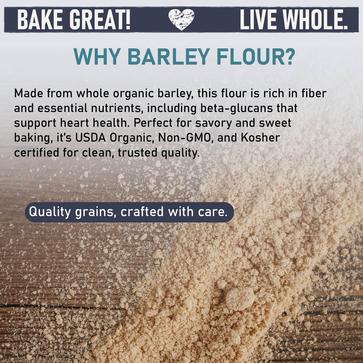 Great River Milling Organic Barley Flour – Unbleached, Non-GMO, Kosher, 5 lb