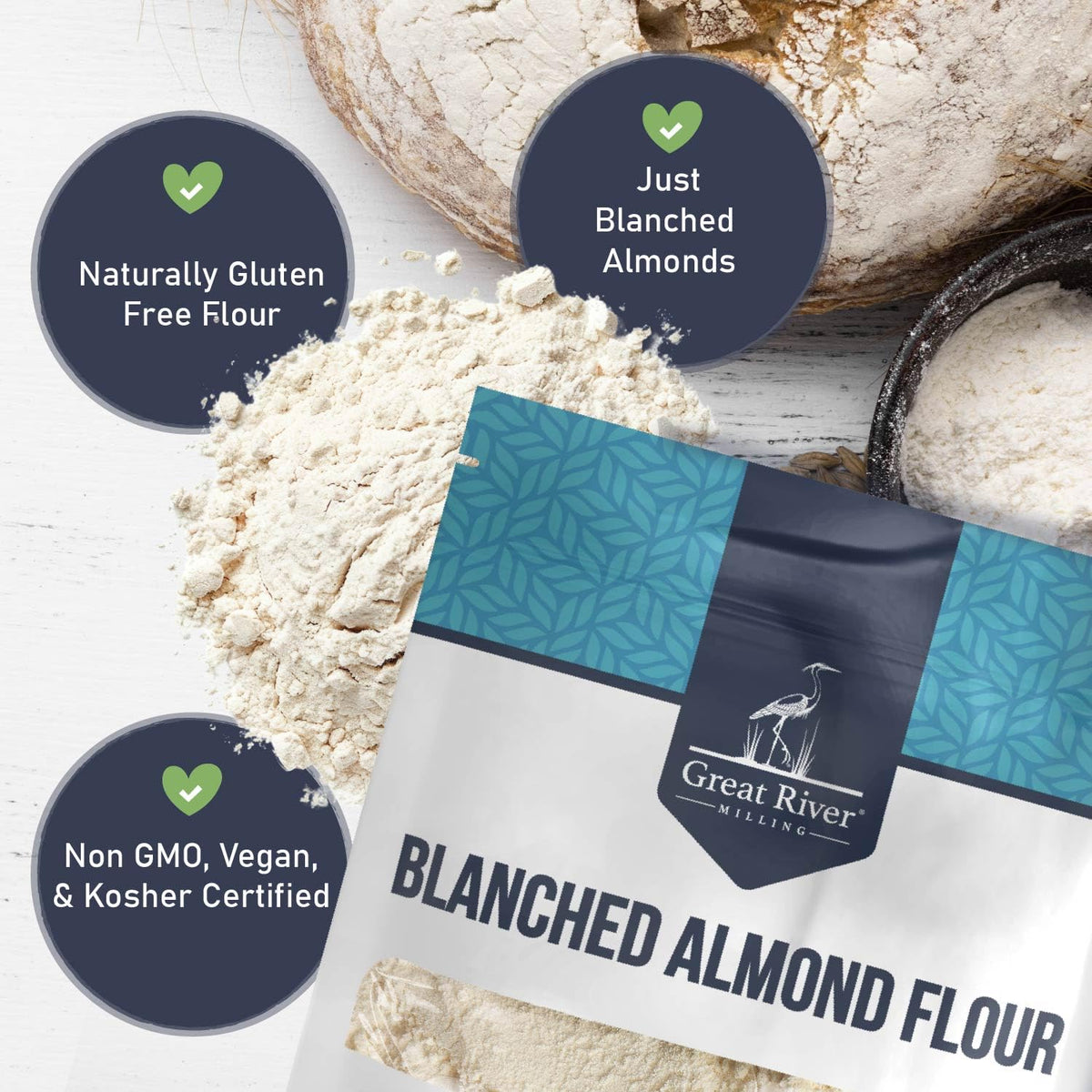 Great River Milling Blanched Almond Flour | Gluten-Free, Low-Carb Baking Flour — 4 lb