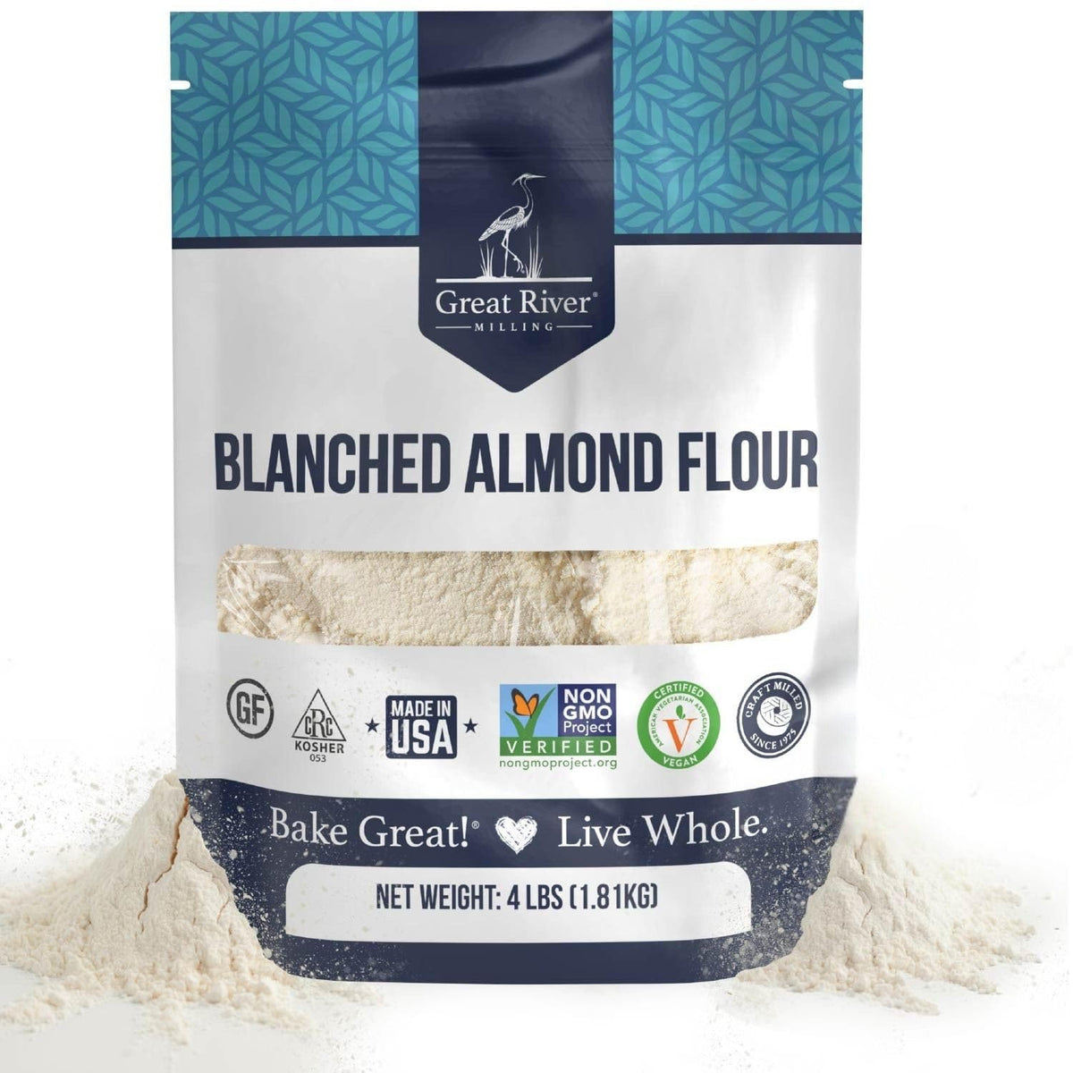 Great River Milling Blanched Almond Flour | Gluten-Free, Low-Carb Baking Flour — 4 lb
