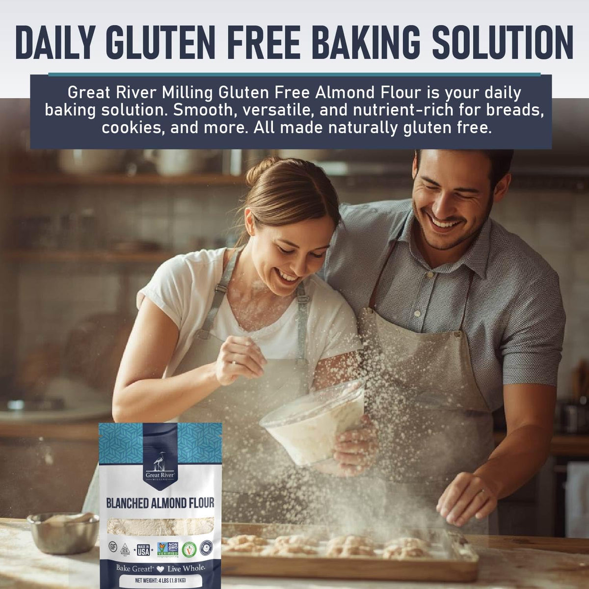 Great River Milling Blanched Almond Flour | Gluten-Free, Low-Carb Baking Flour — 4 lb