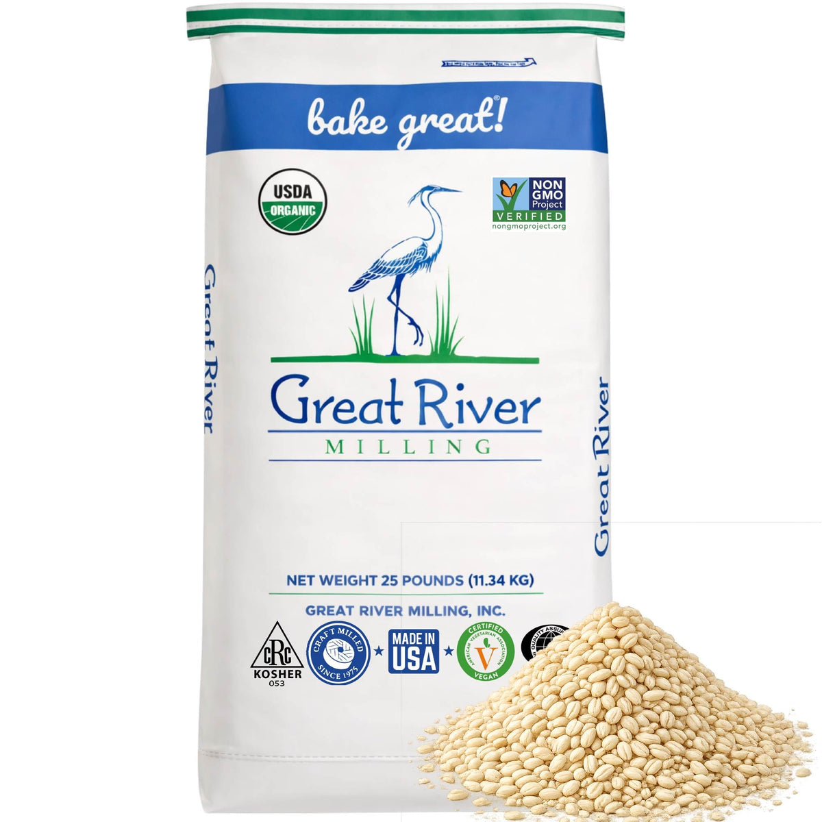 Great River Milling Organic Soft White Winter Wheat – 25 lb Bag | Whole Grain Wheat Berries