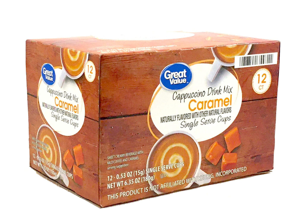 Great Value Cappuccino Pods – Caramel Cappuccino, 12 Count (Pack of 3) | Single-Serve Coffee Pods