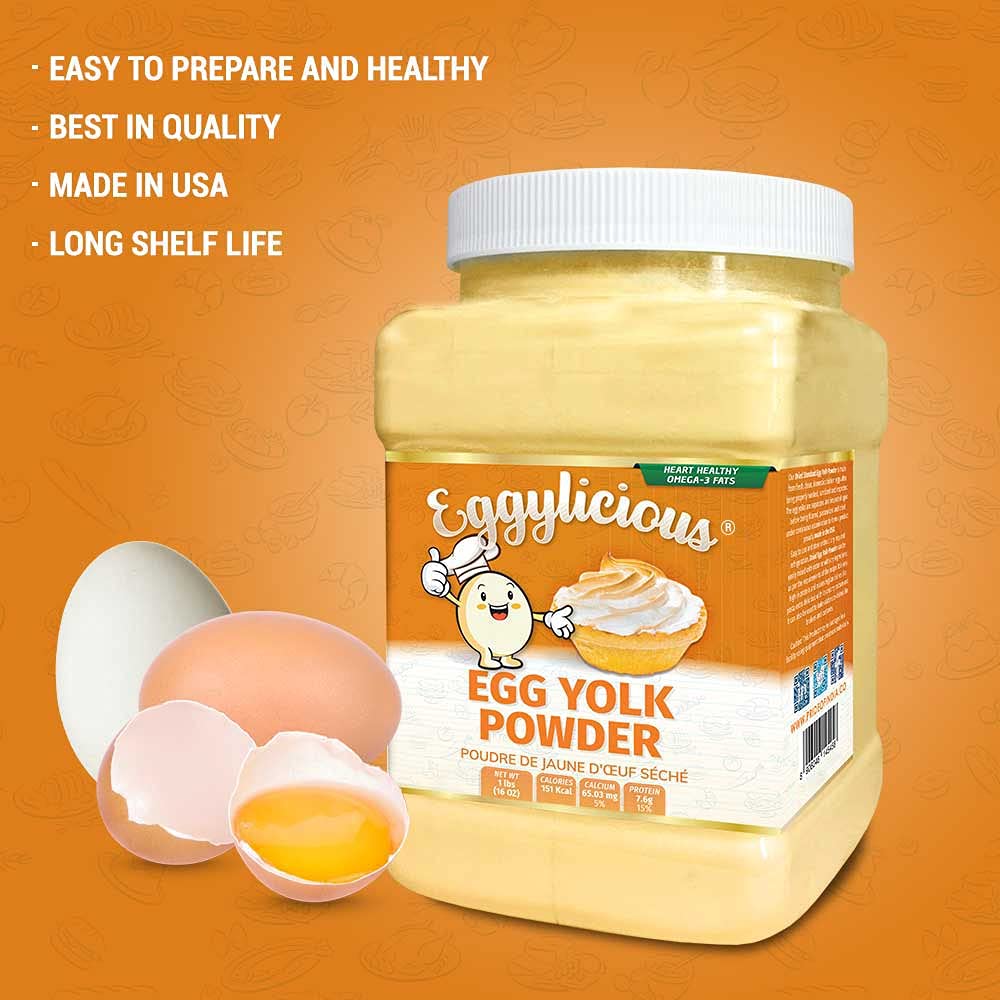 Green Heights Eggylicious Egg Yolk Powder - Pasteurized, Non-GMO, 1lb