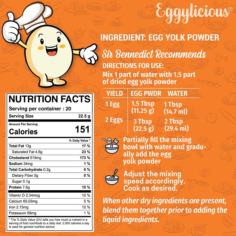 Green Heights Eggylicious Egg Yolk Powder - Pasteurized, Non-GMO, 1lb