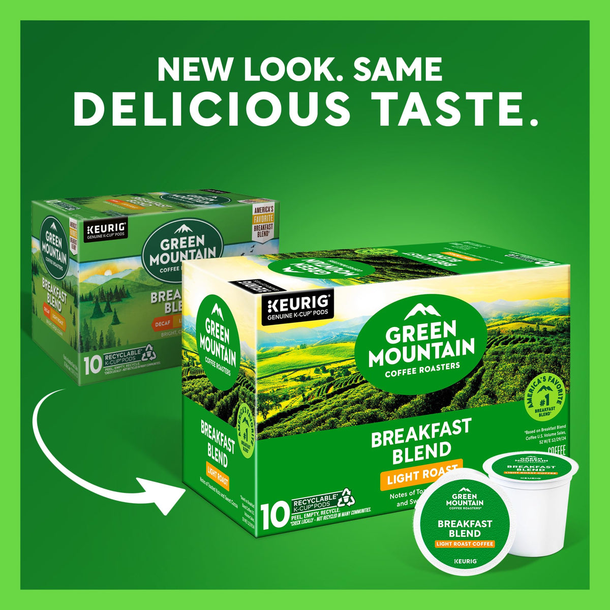 Green Mountain Coffee Roasters Breakfast Blend K-Cup Pods, 60 Count | 100% Arabica, Recyclable
