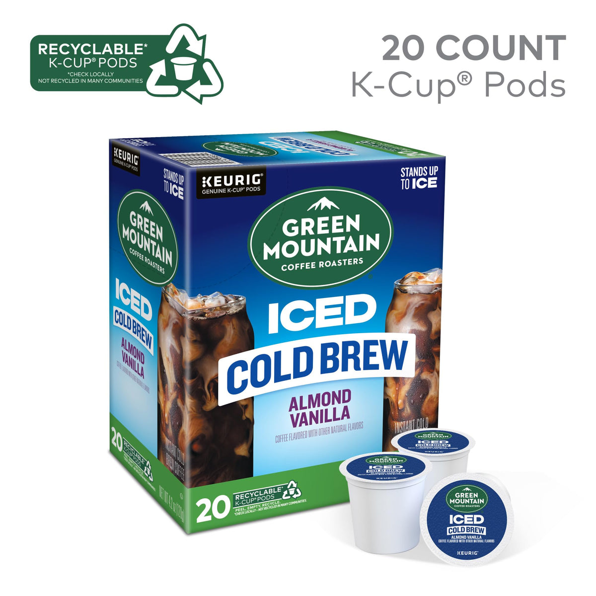 Green Mountain Coffee Roasters Almond Vanilla Iced Cold Brew K-Cups – 20-Count Box