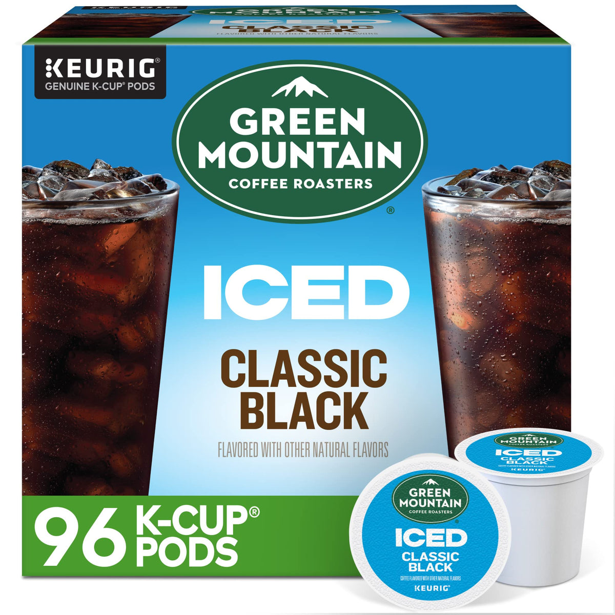Green Mountain ICED Classic Black K-Cup Pods – Medium Roast Iced Coffee, 96 Count