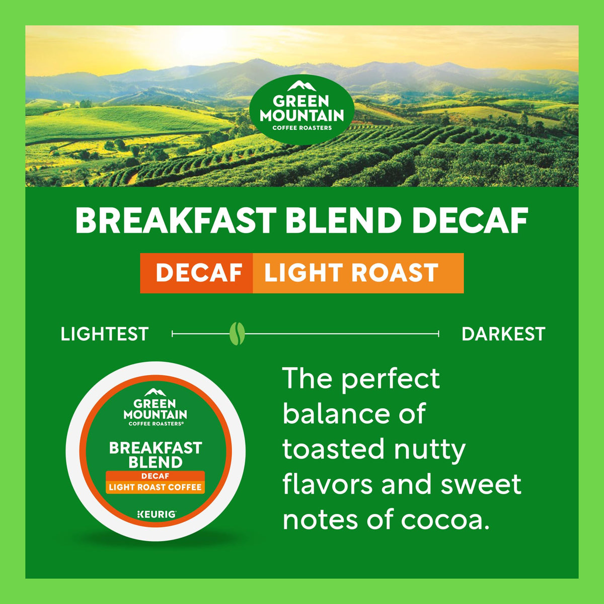 Green Mountain Coffee Roasters Decaf Breakfast Blend – 48 K-Cup Pods