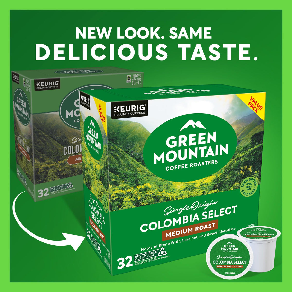 Green Mountain Coffee Roasters Colombia Select Coffee | Keurig K-Cup Pods, Medium Roast, 32 Count