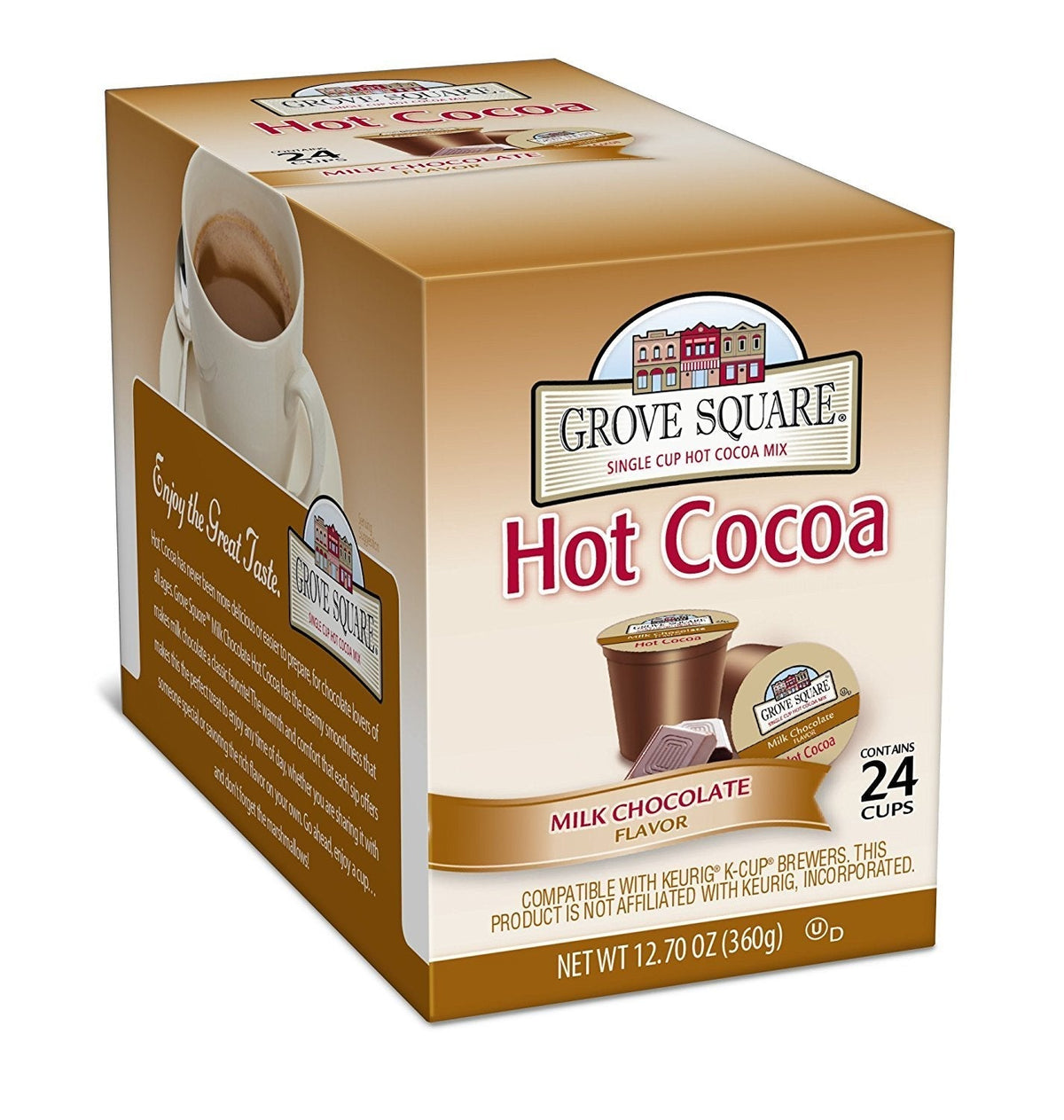 Grove Square Hot Cocoa Pods - Milk Chocolate, Single Serve (Pack of 24)