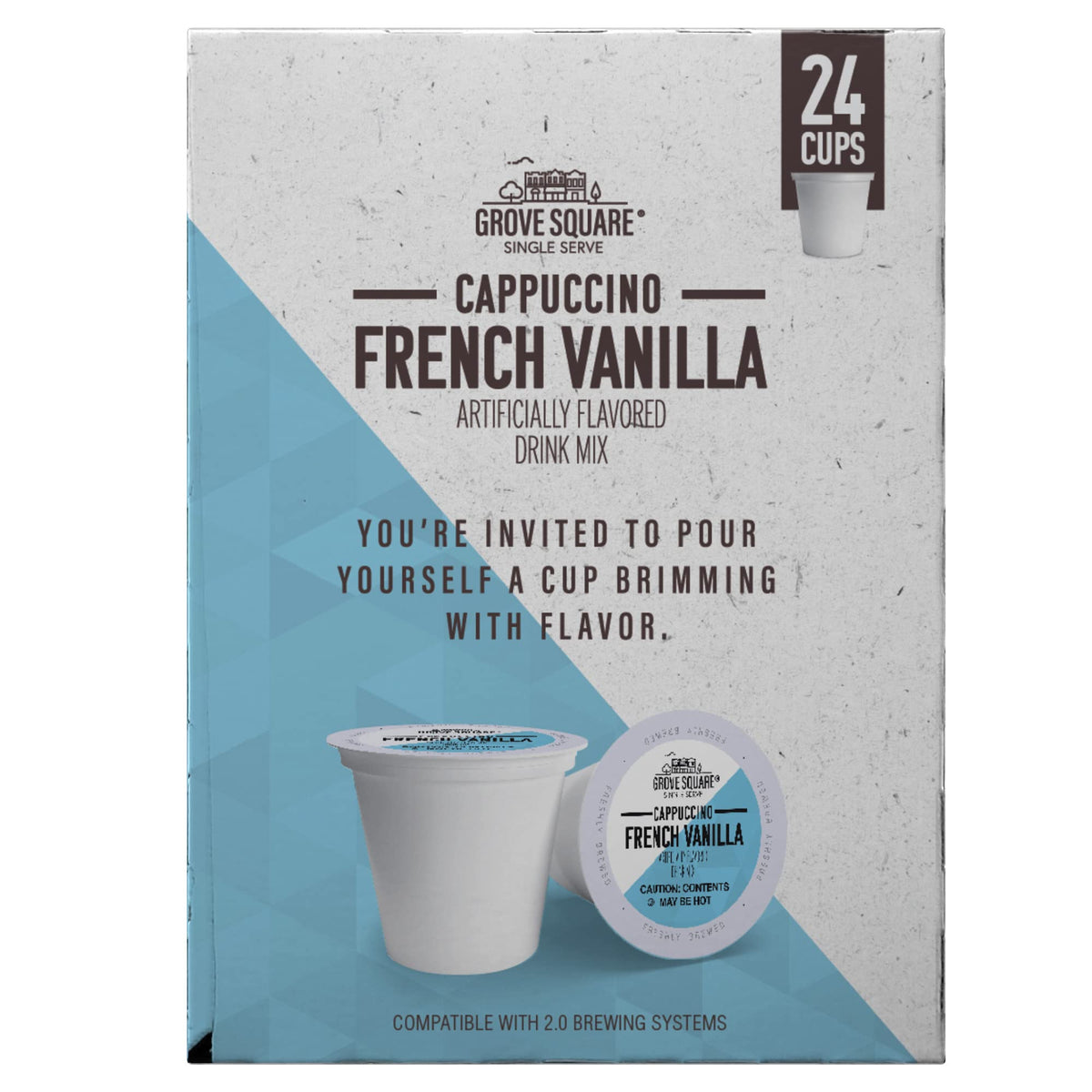 Grove Square Cappuccino Pods French Vanilla – 24 Count, Single Serve