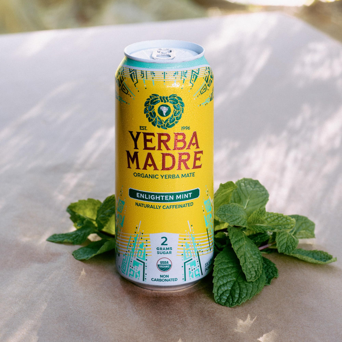 Guayaki Yerba Madre Organic Yerba Mate — Enlighten Mint, Lower Sugar, 150mg Caffeine, 12-Pack