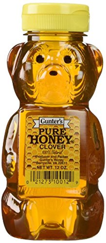 Gunter's Pure Clover Honey Bears - 12 oz x6 | 100% Natural U.S. Grade A, Kosher U