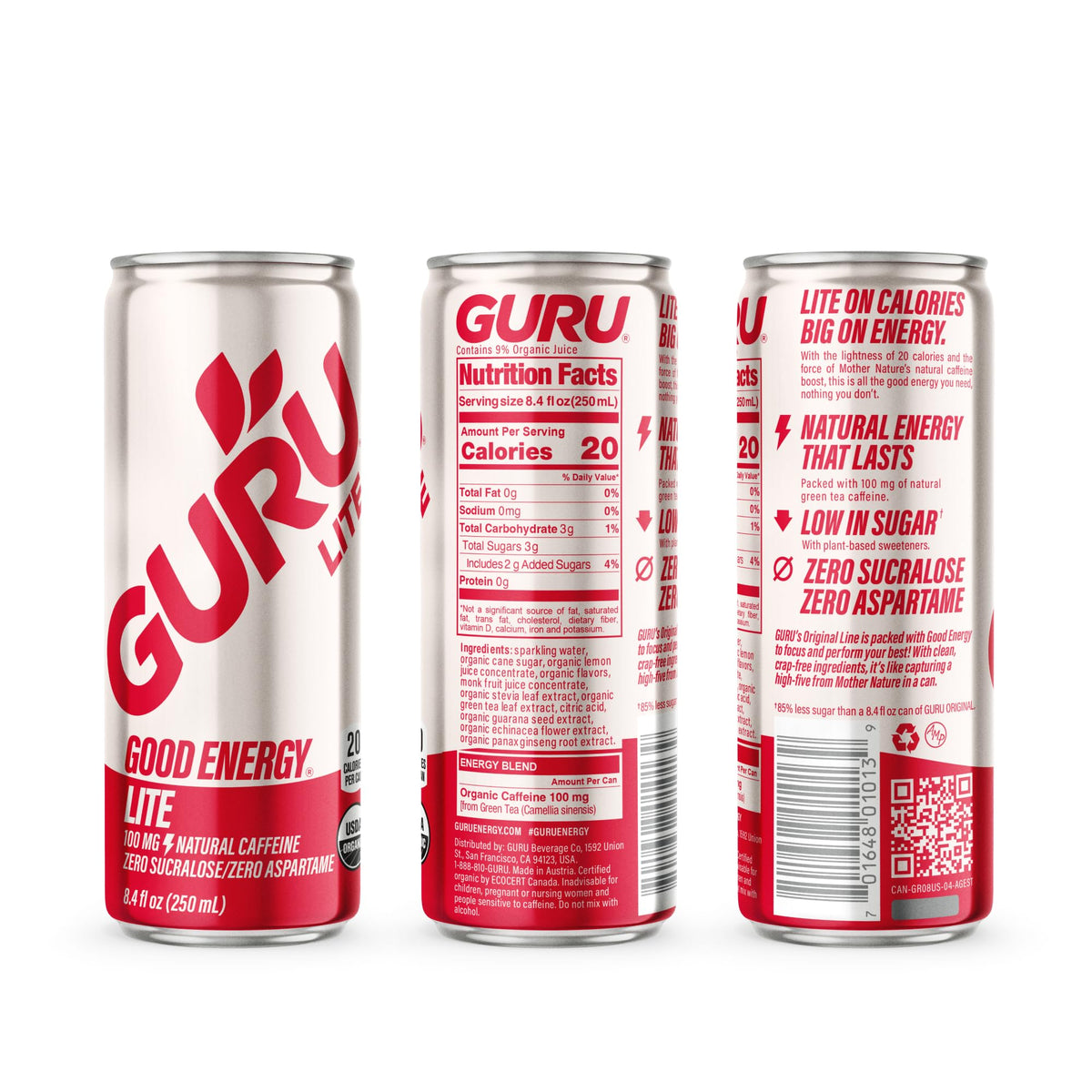 GURU Organic Energy Drinks Variety Pack – 140mg Caffeine, Vegan, Gluten Free