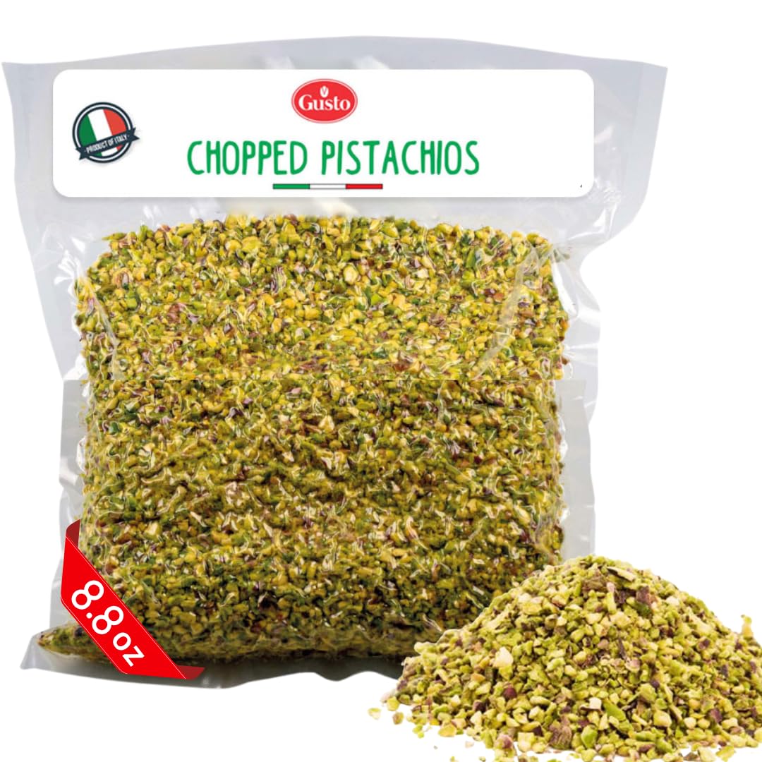 GUSTO ETNA Pistachios Chopped, 8.8 oz – Raw, Unsalted, Non-GMO, Product of Italy