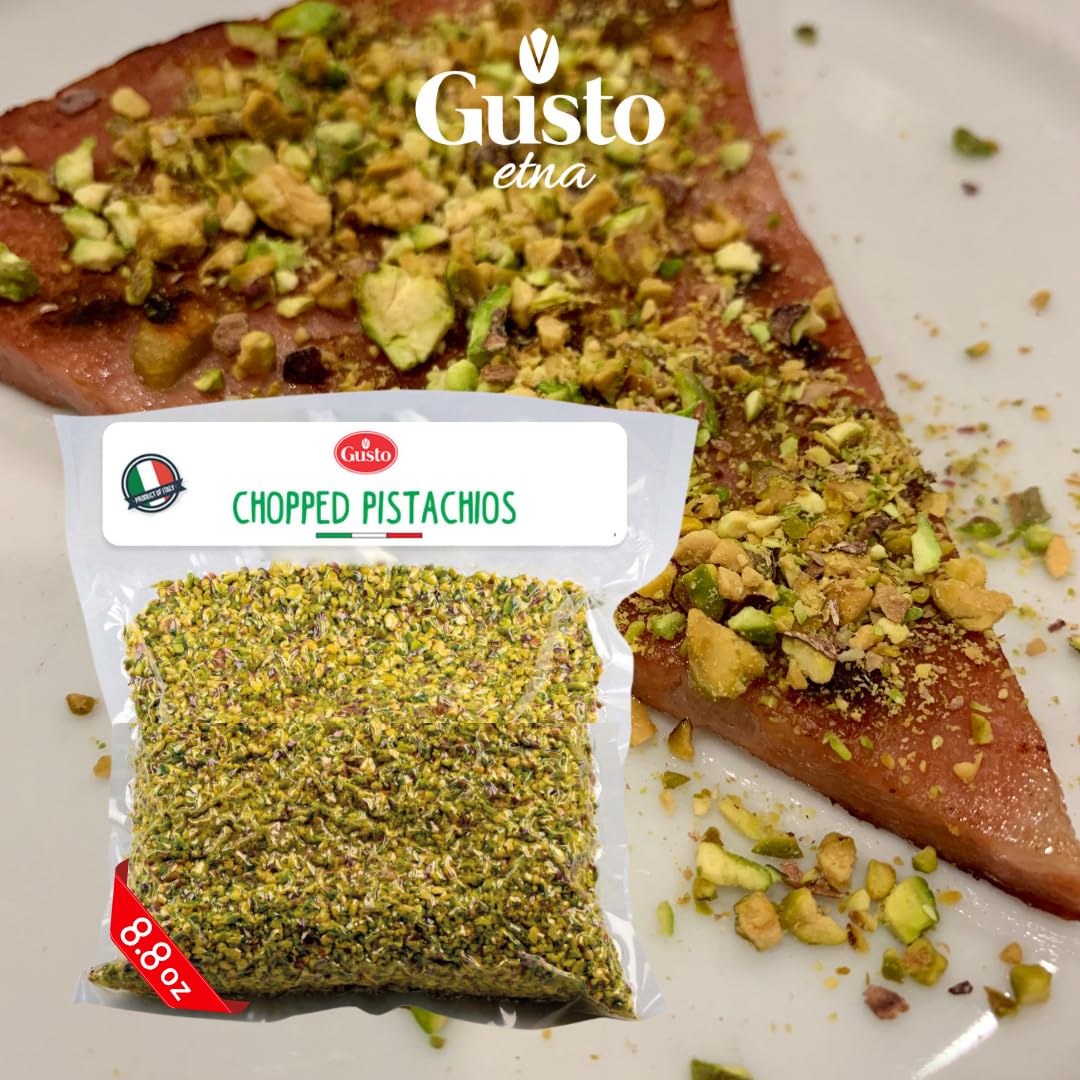 GUSTO ETNA Pistachios Chopped, 8.8 oz – Raw, Unsalted, Non-GMO, Product of Italy