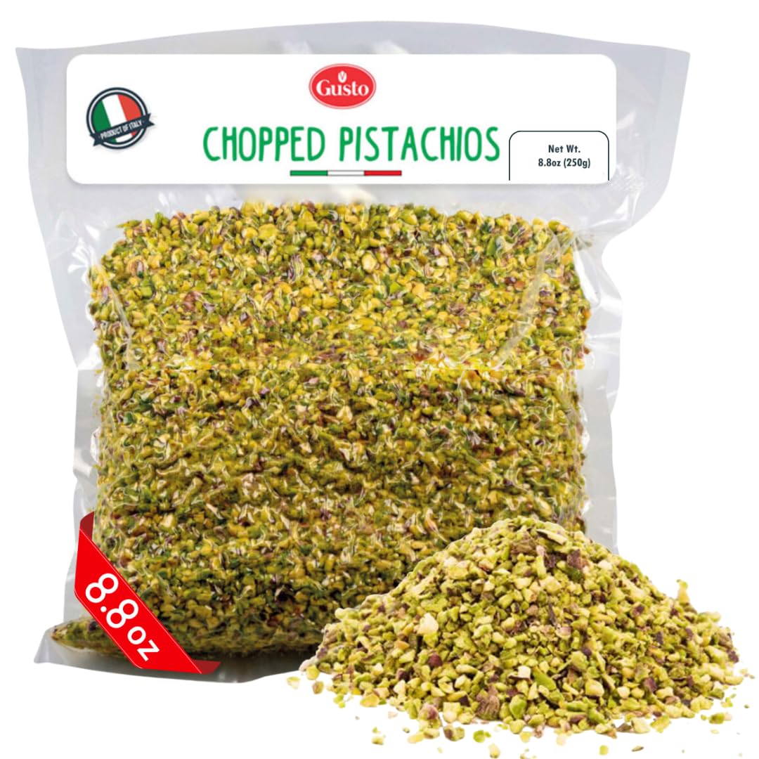 GUSTO ETNA Pistachios Chopped, 8.8 oz – Raw, Unsalted, Non-GMO, Product of Italy