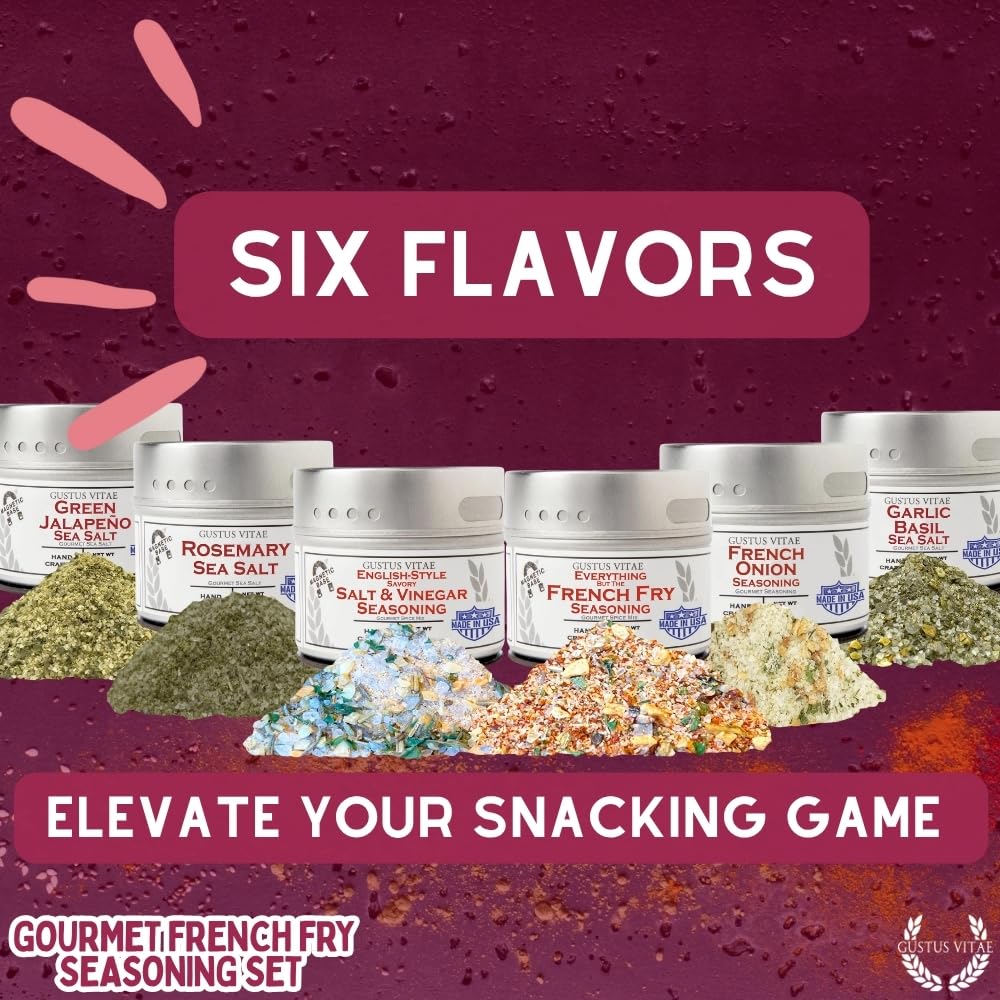 Gustus Vitae Gourmet French Fry Seasoning Set – Six Pack | Oprah's Favorite Thing 2024 | Authentic Small Batch Spices, Made in USA