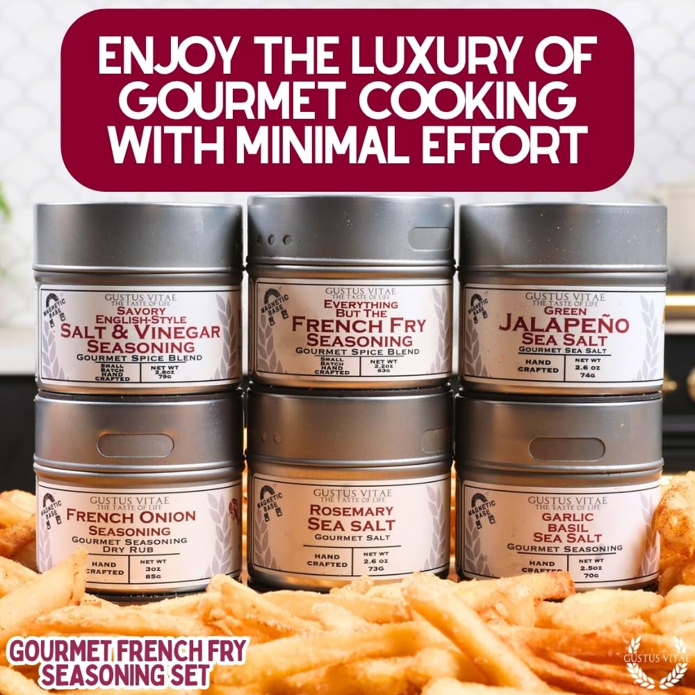 Gustus Vitae Gourmet French Fry Seasoning Set – Six Pack | Oprah's Favorite Thing 2024 | Authentic Small Batch Spices, Made in USA