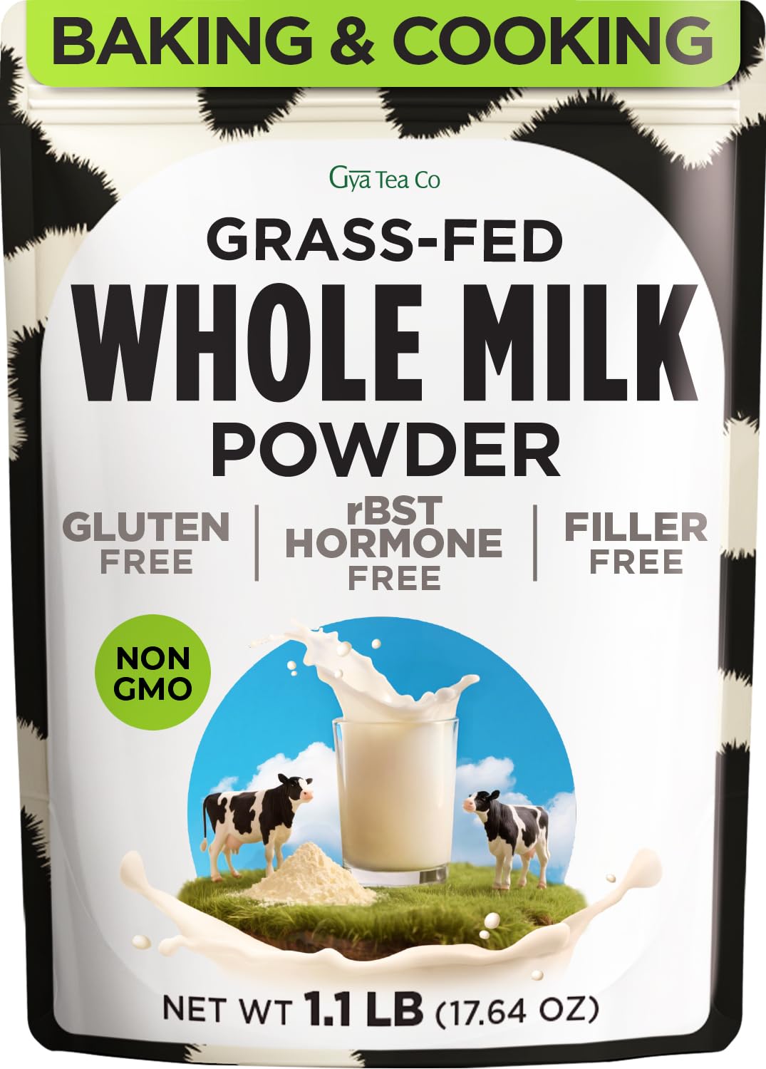 Gya Tea Co Whole Milk Powder 1.1lb – Pasture-Raised, rBST-Free, Non-GMO, Shelf-Stable for Baking, Cooking & Smoothies