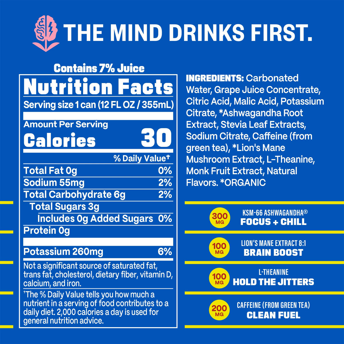 GYM WEED Athletic Focus Drink — KSM-66 Ashwagandha, Lion's Mane, L-Theanine, Green Tea Caffeine | Tropical Punch 12 Pack