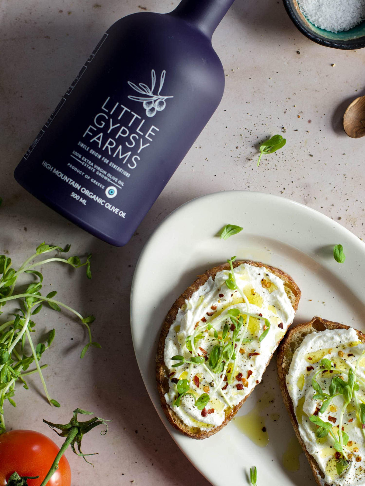 Gypsy Farms High Mountain Organic EVOO — Single-Estate Greek Olive Oil, First Cold-Pressed 500ml