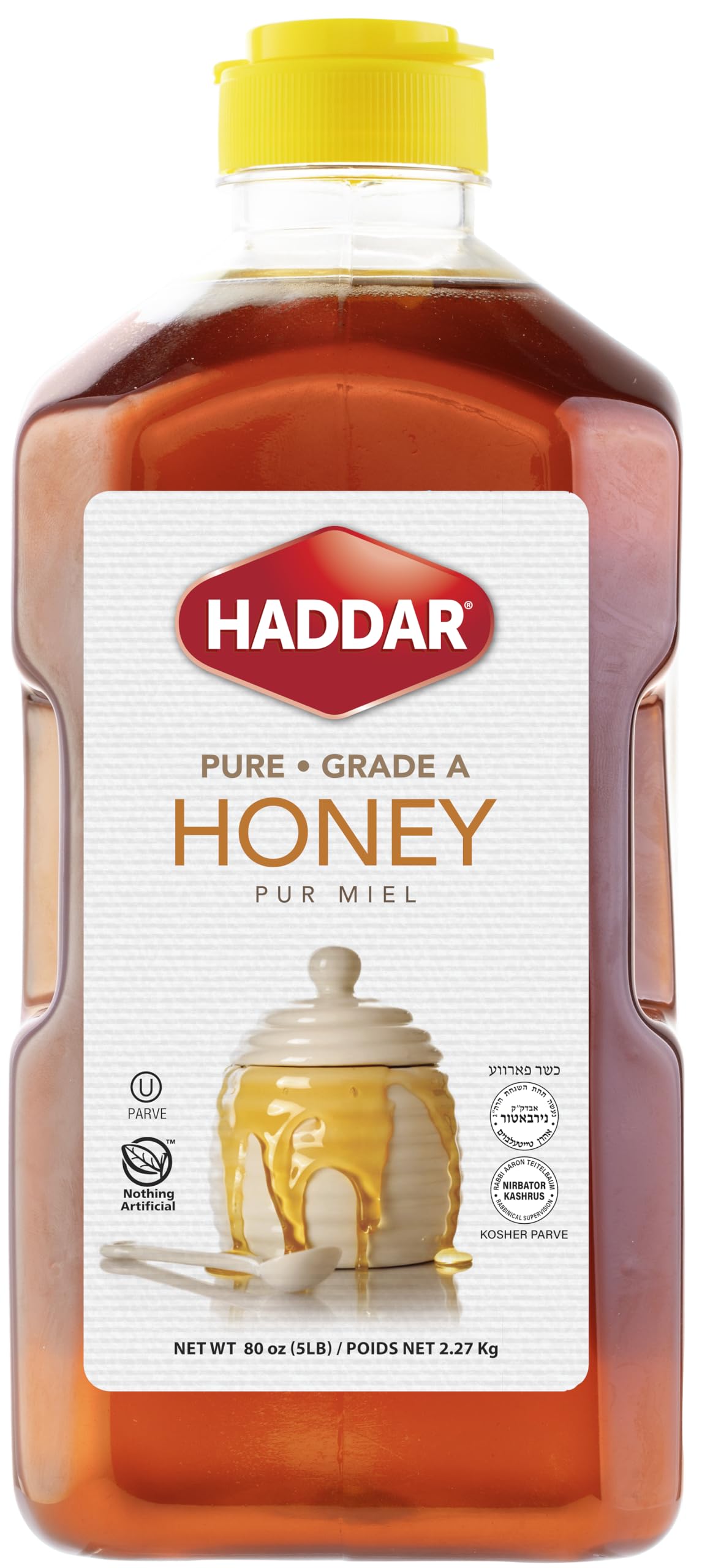 Haddar US Grade A Bulk Honey, 5lb – 100% Pure Clover, Kosher