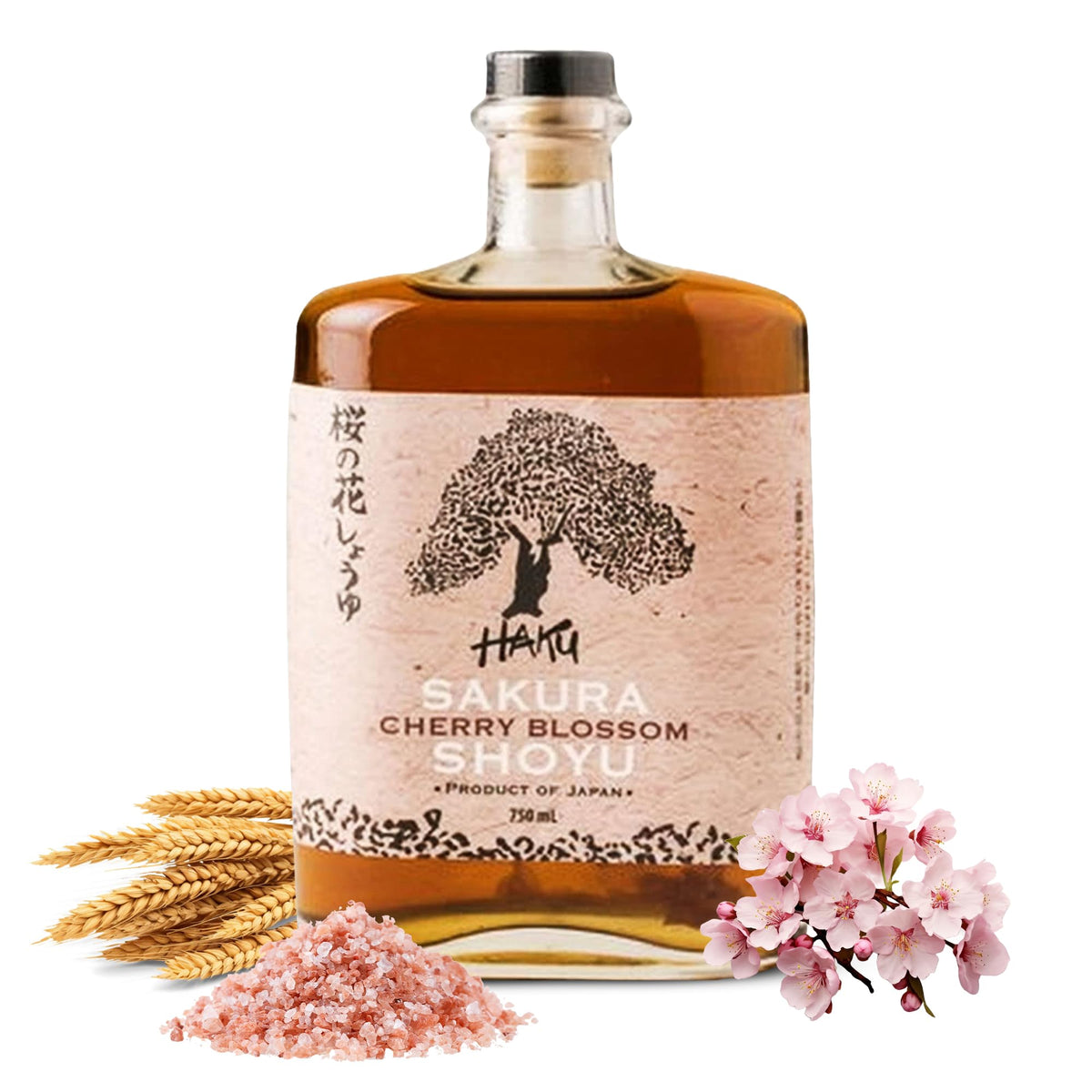 HAKU Sakura Cherry Blossom Shoyu Soy Sauce – 750ml, Handmade Japanese Barrel-Aged Light Soy Sauce