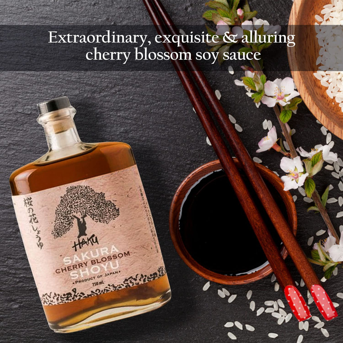 HAKU Sakura Cherry Blossom Shoyu Soy Sauce – 750ml, Handmade Japanese Barrel-Aged Light Soy Sauce