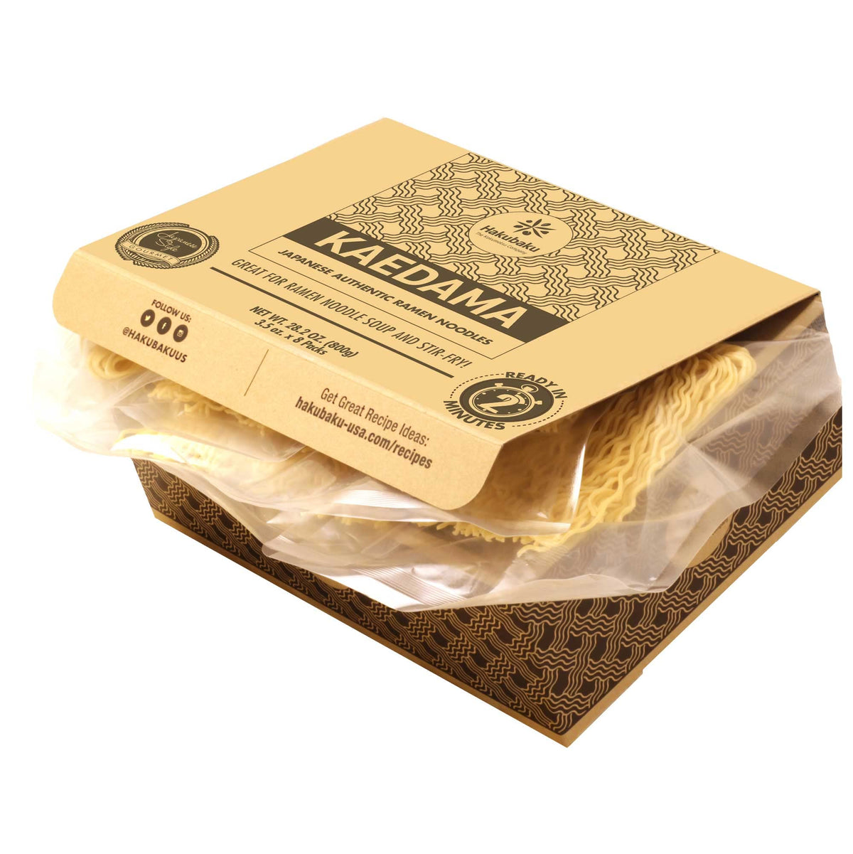 Hakubaku Authentic Plain Ramen Noodles Bulk (8 Pack) Kaedama – Product of Japan