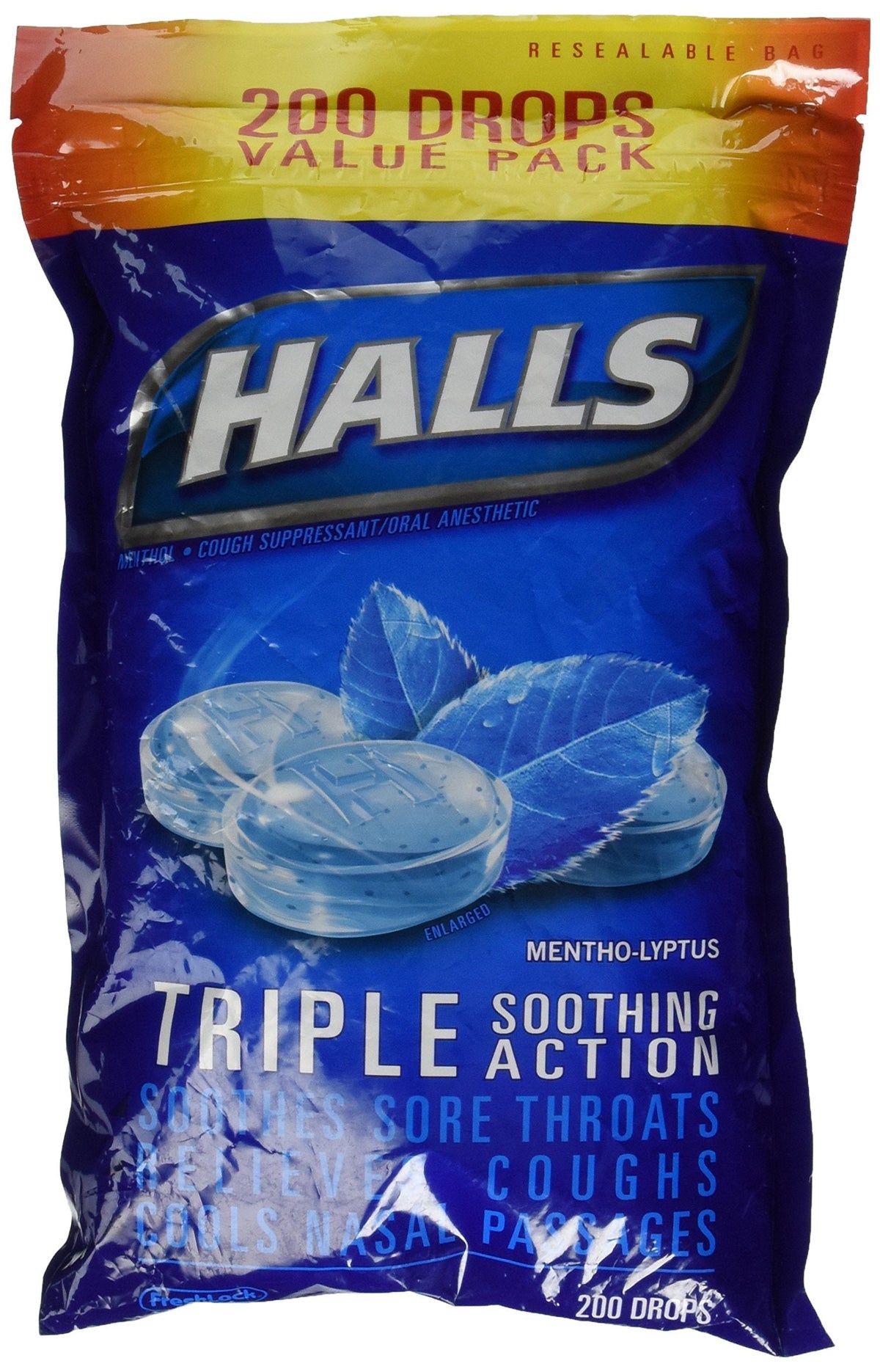 Halls Mentho-Lyptus Drops – 200 Drops | Menthol Vapor for Cough & Sore Throat