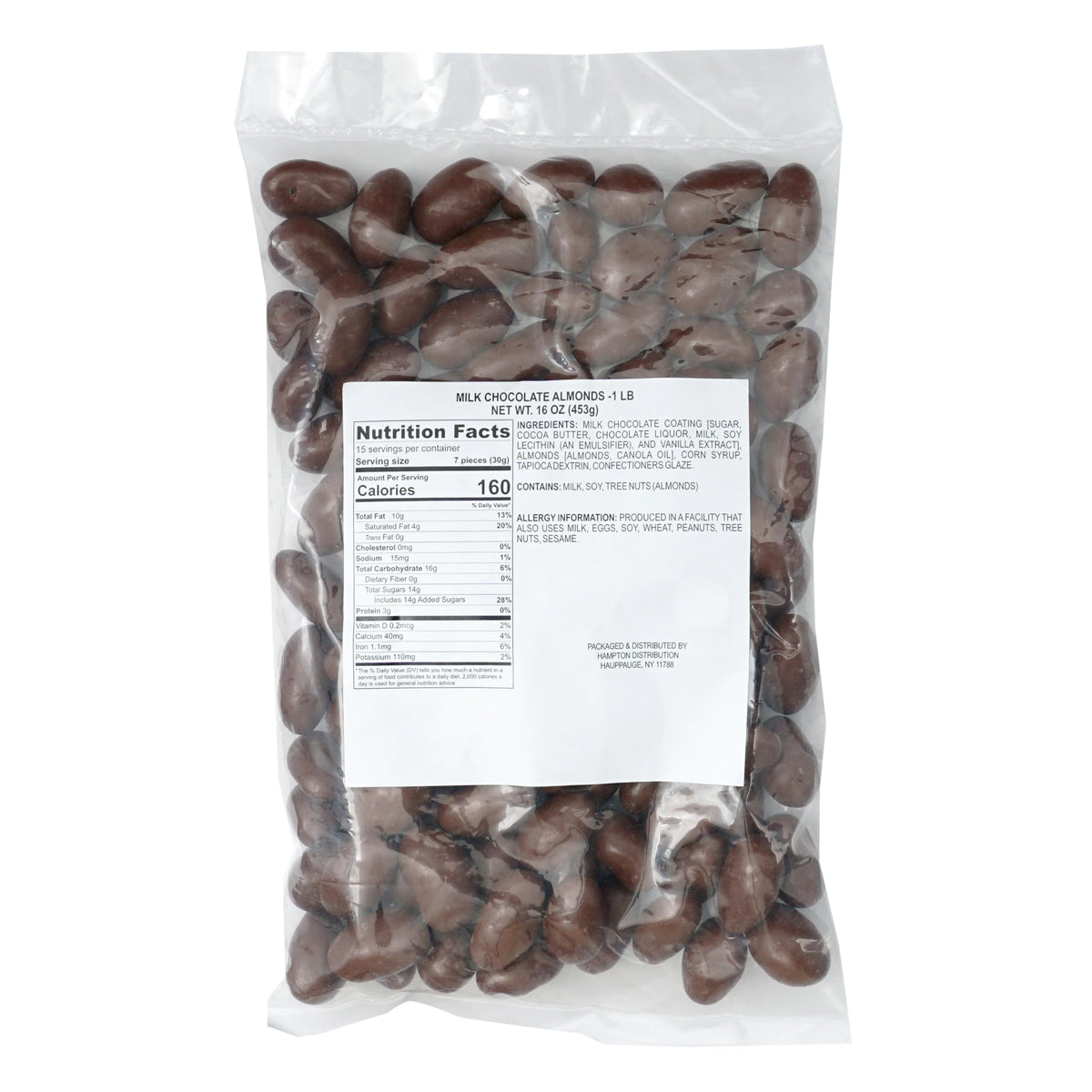 The Hampton Candy Company Milk Chocolate Covered Almonds - 1 lb Bulk Bag