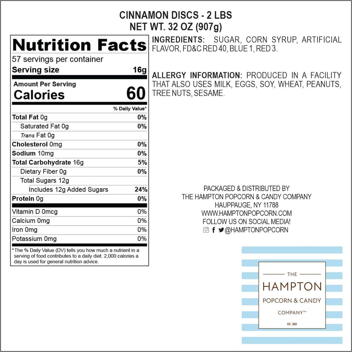Cinnamon Discs 5lb Bulk Bag – Individually Wrapped Cinnamon Candies | The Hampton Popcorn Company
