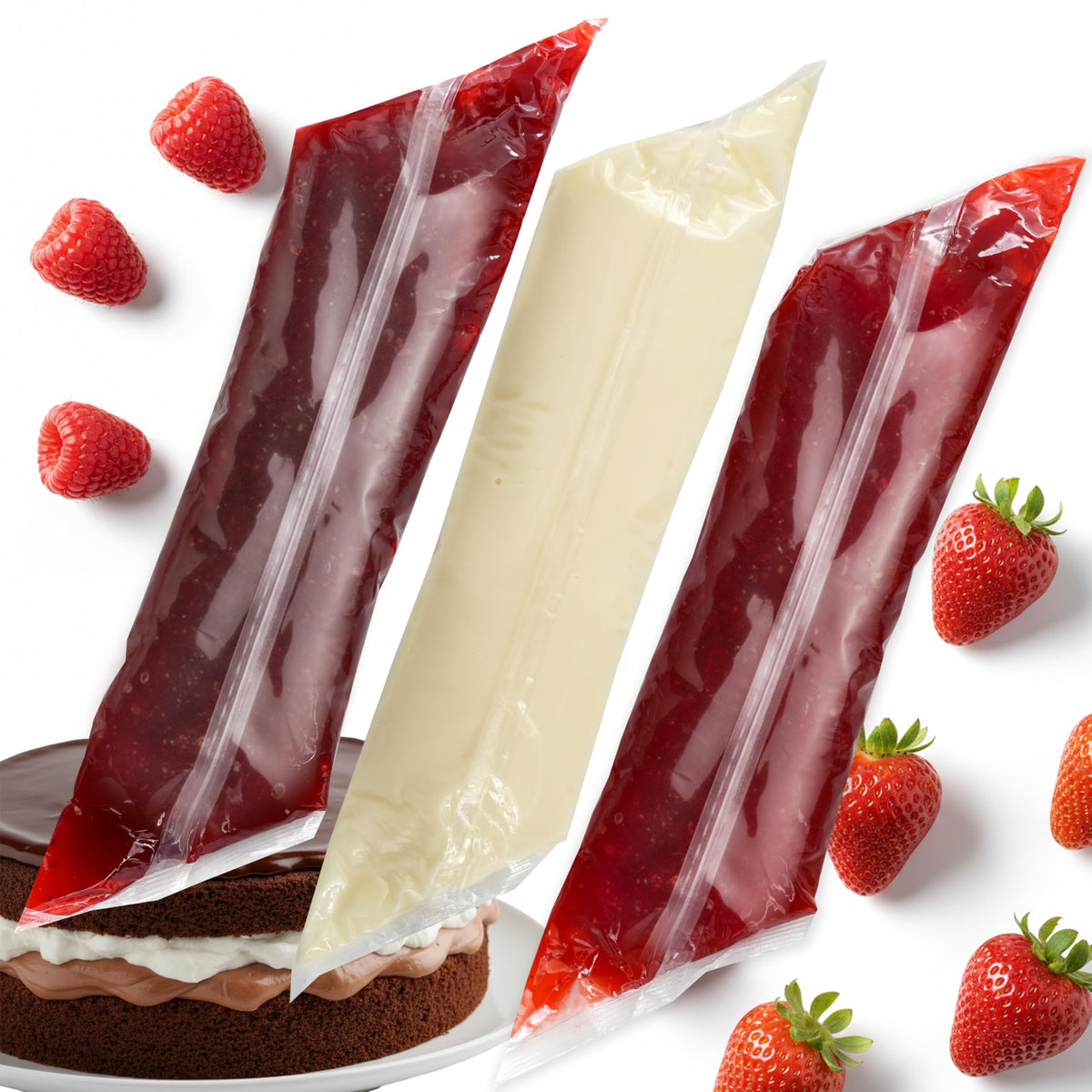 Pastry Filling 3-Pack by Hampton Distribution — Red Raspberry, Creme, Strawberry
