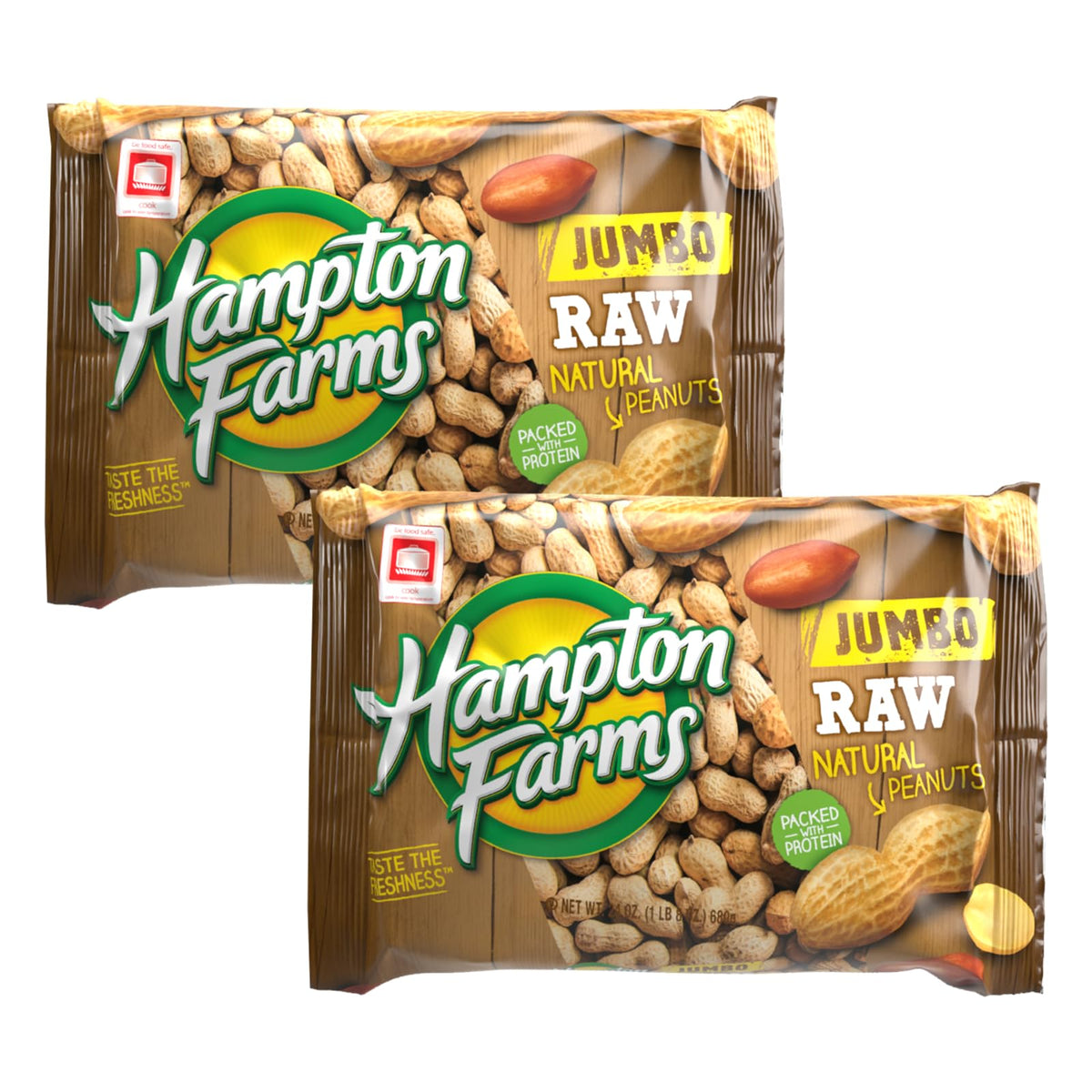 Hampton Farms Jumbo Raw In-Shell Peanuts – Great for Boiling – 24 oz Bags (2 Pack)
