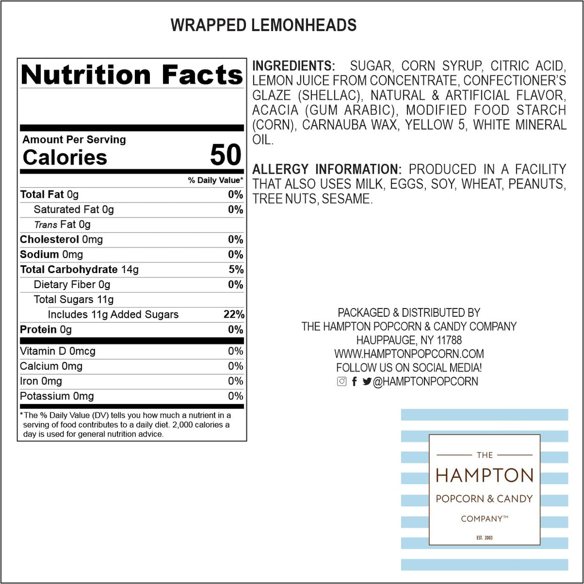 Lemonheads Candy 4lb Bulk Bag | The Hampton Popcorn Company