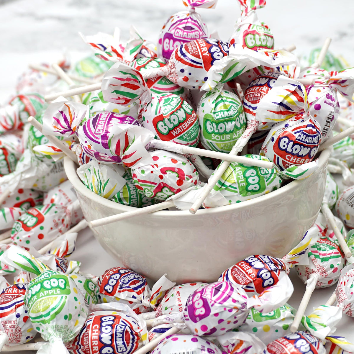 Charms Blow Pops 5lb Bulk Bag – Assorted Fruit Flavored Bubble Gum Lollipops | The Hampton Popcorn Company
