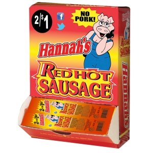 Hannah's Red Hot Sausage - No Pork - 50-Count Box (50 Sausages) – 2 for $1