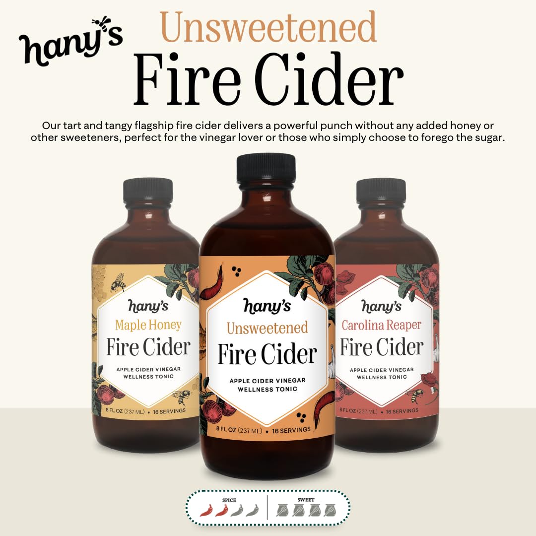 Hany's Harvest Unsweetened Fire Cider – 16oz Glass Bottle | All-Natural, Small-Batch, Non-GMO & Gluten-Free