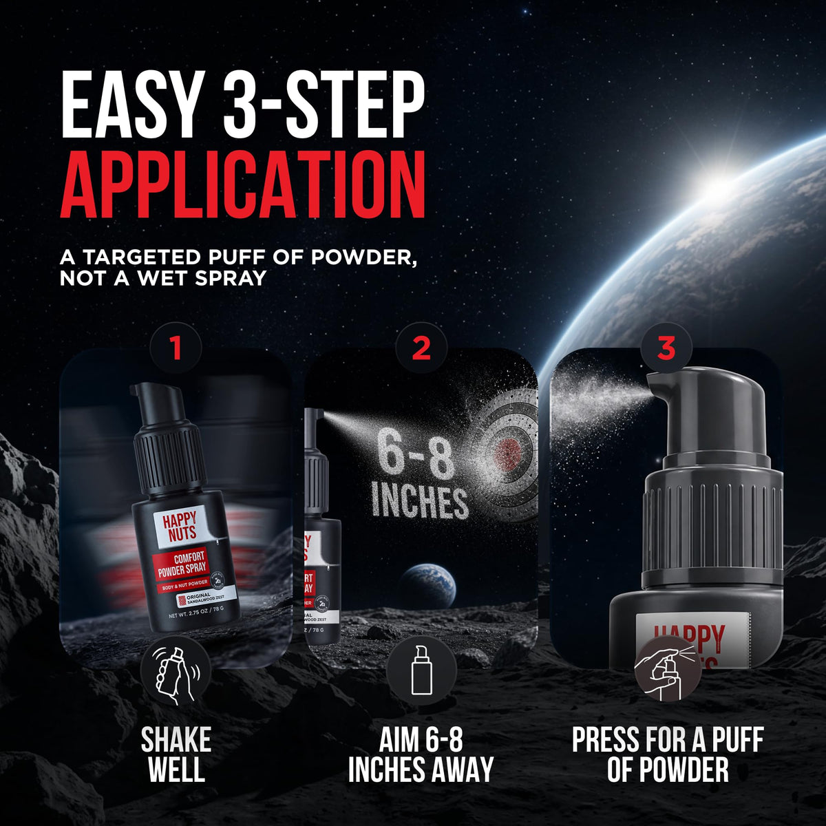HAPPY NUTS Comfort Powder Spray: Anti Chafing & Mens Deodorant, Aluminum-Free, Sweat and Odor Control for Jock Itch, Groin and Men's Private Parts