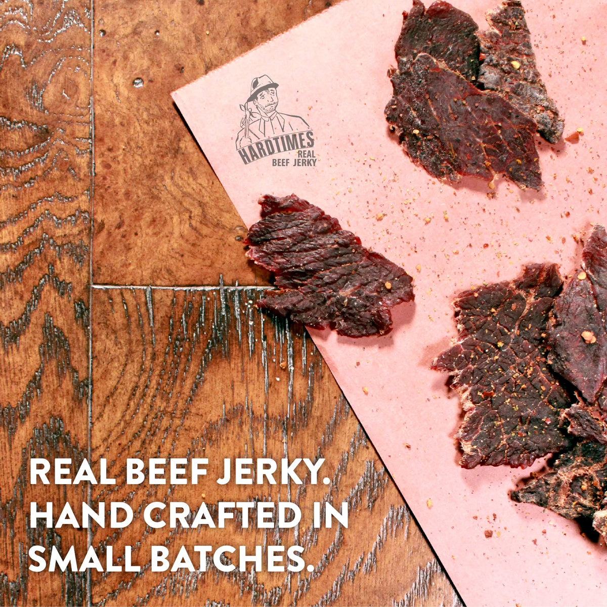Hardtimes Handcrafted Beef Jerky Ends and Pieces – Original Flavor, 16 oz Jar