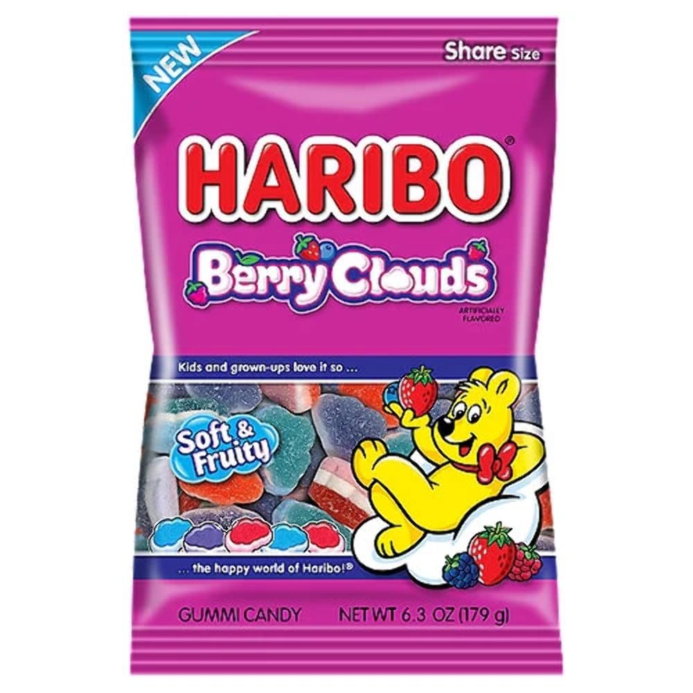 HARIBO Berry Clouds Gummi Candy – New Triple-Layer Foam 4.1 oz (12-Pack)