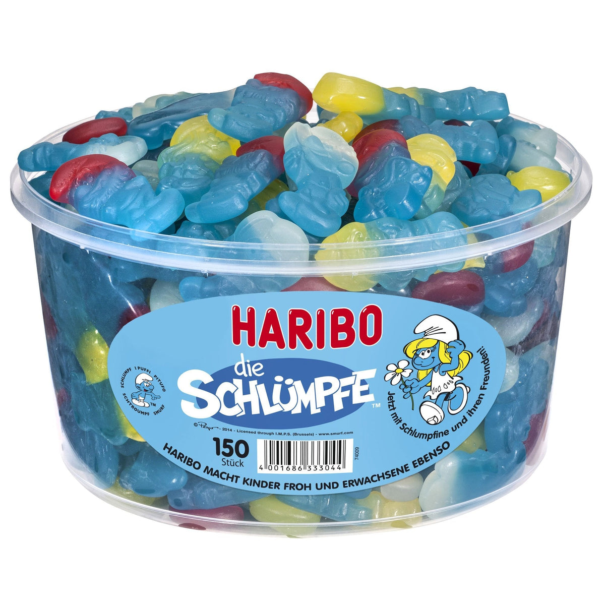 Haribo Die Schluempfe Tub – Smurf Gummi Candy (150 pcs)