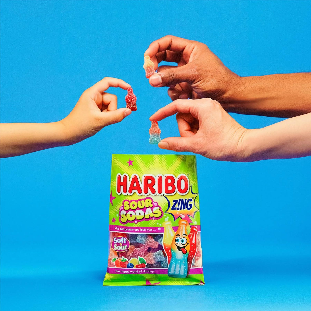 Haribo Sour Sodas Gummy Candy — 4.5 oz (Pack of 12) | Tangy Dual-Flavor Gummi Treats