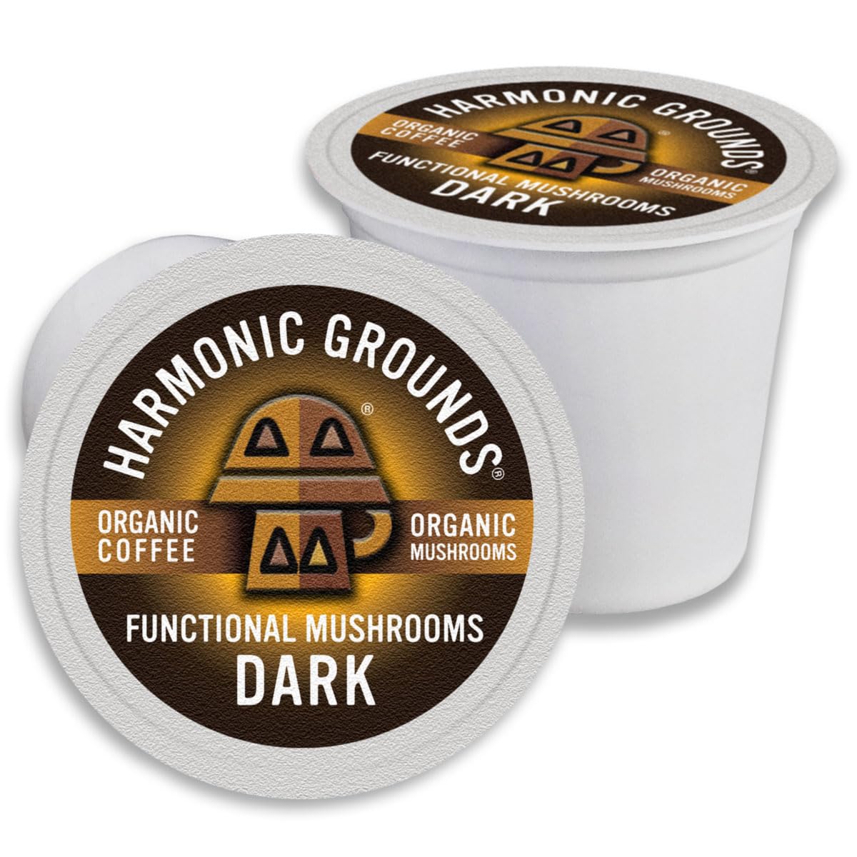 Harmonic Grounds Organic Mushroom Coffee Pods - Dark Roast with Lion's Mane & Reishi | Keurig Compatible 34ct