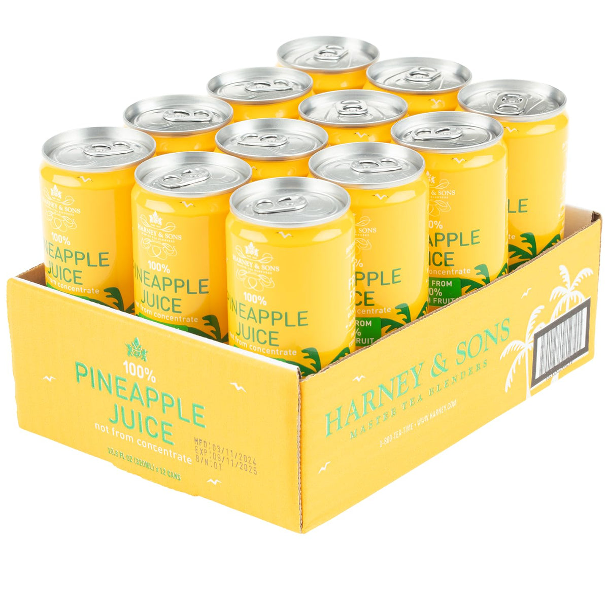 Harney & Sons Pineapple Juice, 10.8 oz Can — 12-Pack (Not From Concentrate)