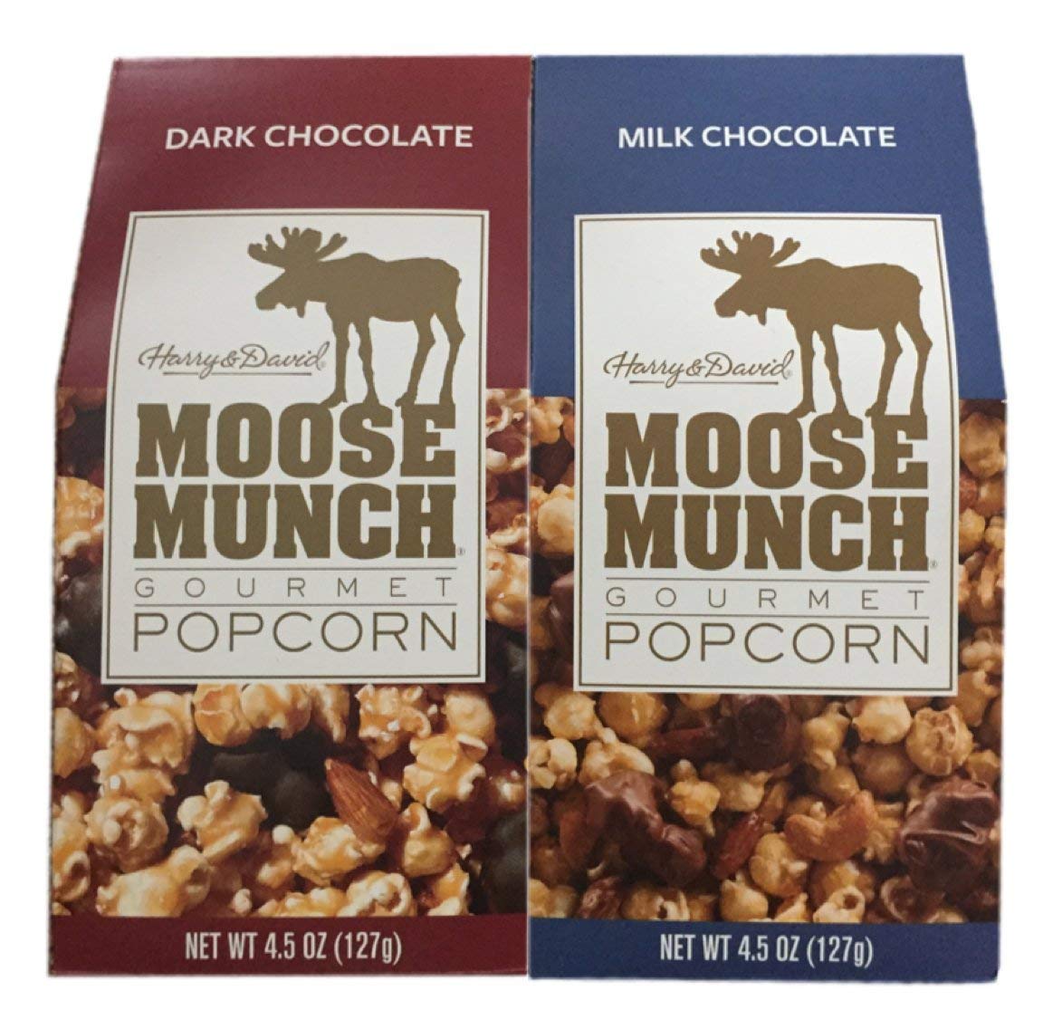 Harry & David Moose Munch Gourmet Popcorn – Dark & Milk Chocolate, 4.5 oz Pack of 2