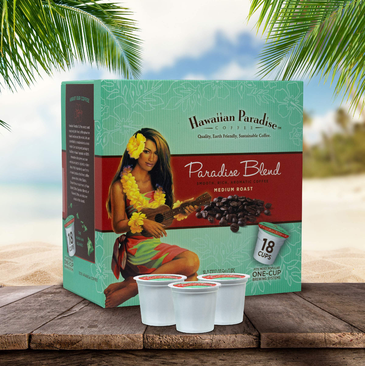 Hawaiian Paradise Coffee Cups Paradise Blend – 18 K-Cup Compatible Medium Roast